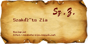 Szakáts Zia névjegykártya